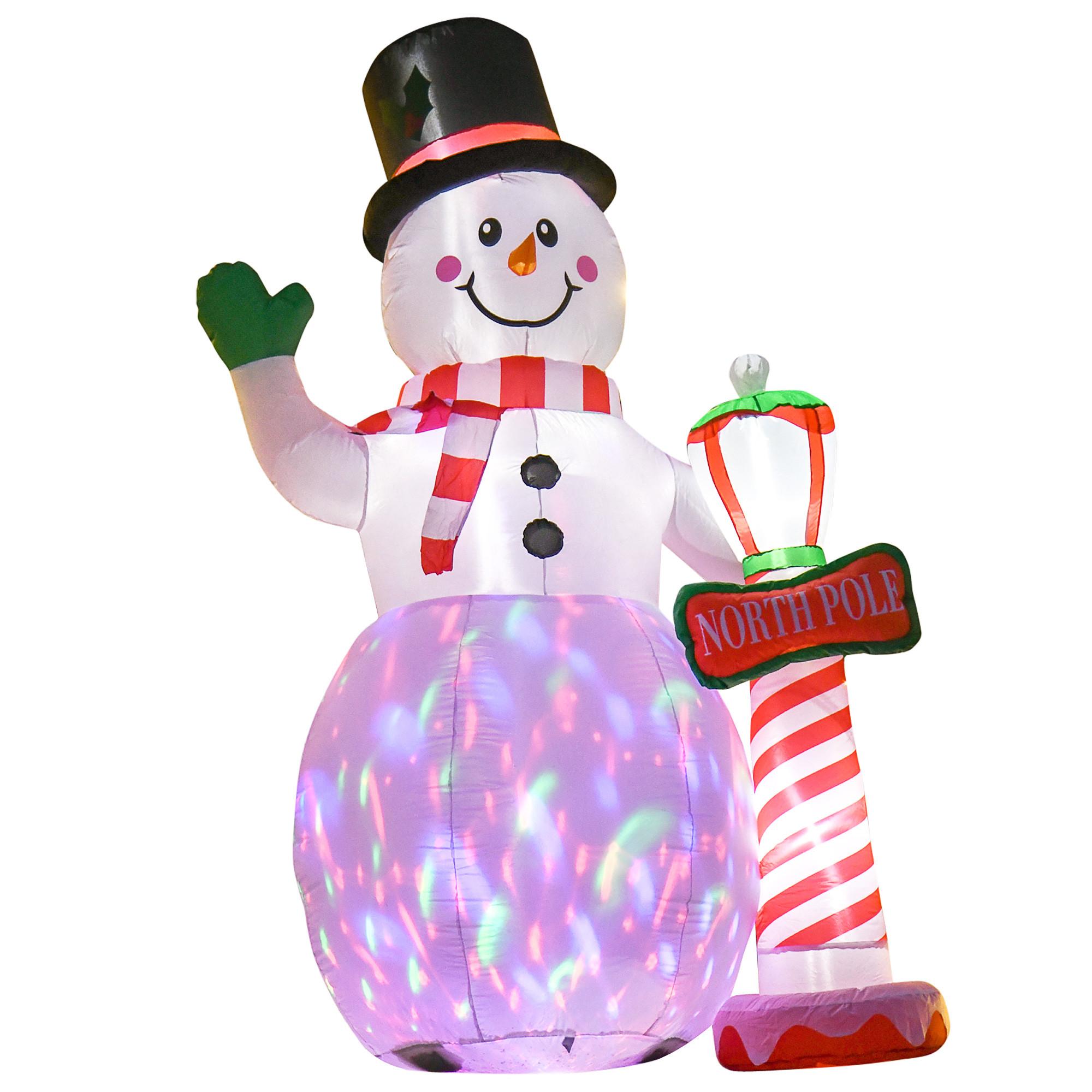 AUFBLASBAR Weihnachtsdeko 2,4 m Schneemann mit LED-Beleuchtung Gartendeko - Weiß, Kunststoff (103/240/164cm) - HOMCOM