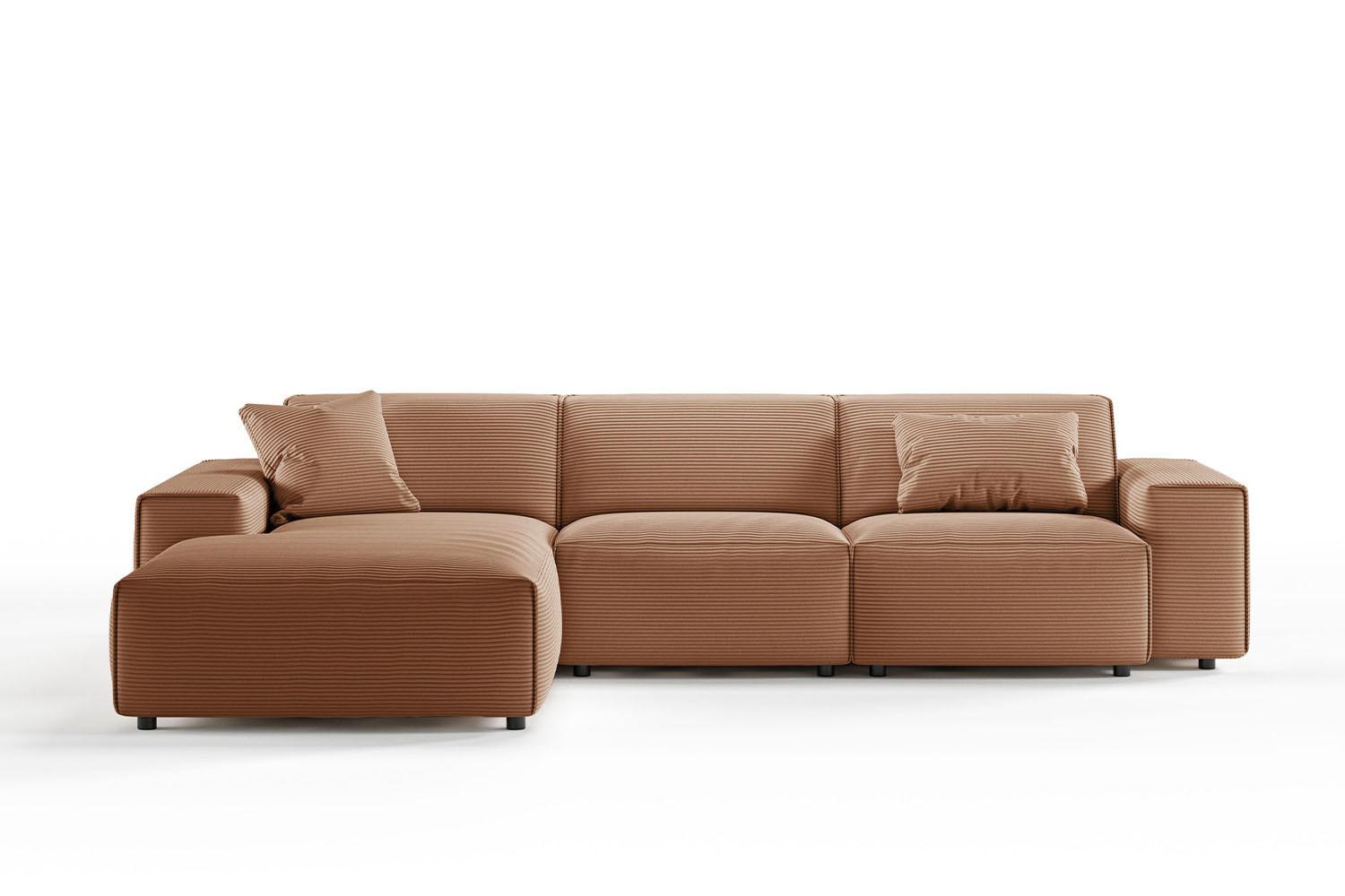 ECKSOFA RANI Braun Cord - Schwarz/Braun, Kunststoff/Textil (299/189cm) - KAWOLA