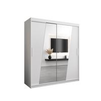 SCHWEBETÜRENSCHRANK 200/180/62 2-türig - Silberfarben/Weiß, Holz/Kunststoff (180/200/62cm) - MÖBEL KRYSPOL