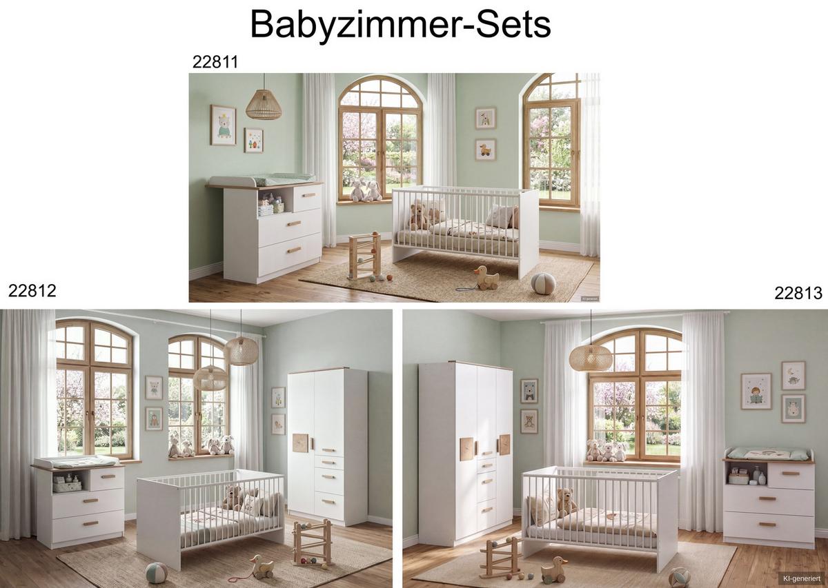 WICKELKOMMODEN-UNTERSCHRANK B34/H83/T38 cm, passend zum Babyzimmer Weiß & Eiche Dekor (22811,22812,22813) / 22814-03 - Weiß, Holzwerkstoff (34/83/38cm) - luma-home