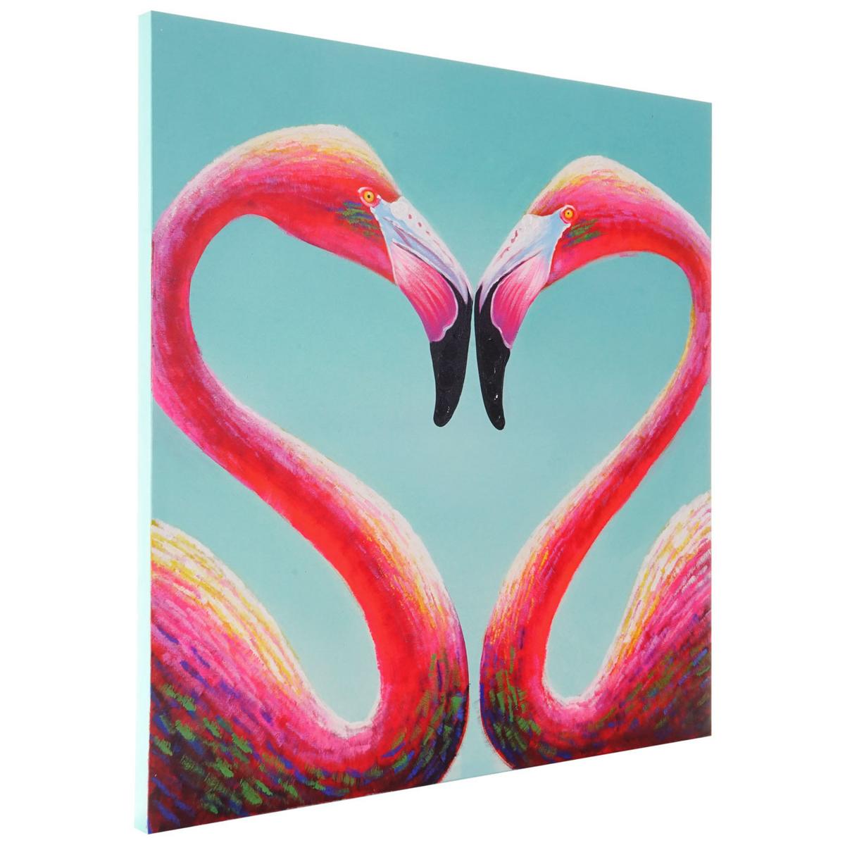 ÖLGEMÄLDE FLAMINGO HANDGEMALT Mehrfarbig - Multicolor, Textil (90/90cm) - MCW