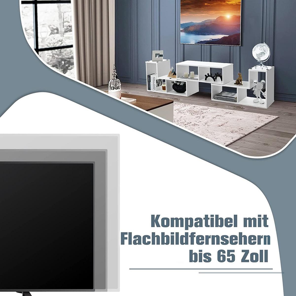 FERNSEHSCHRANK Holz Weiß - Weiß, Holz (180/43/30cm) - COSTWAY
