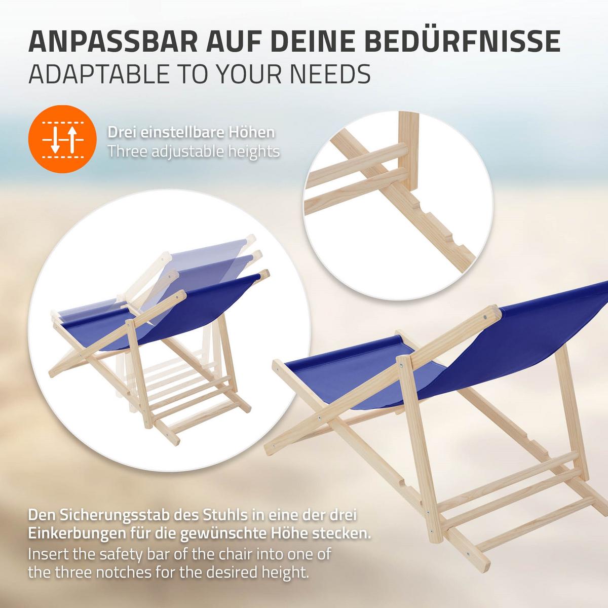 LIEGESTUHL samt Dunkelblau - Blau, Holz (57.5/83/100cm) - ECD-Germany
