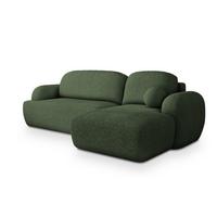 ECKSOFA MODENZA N R-S Grün Boucle-Stoff mit Schlaffunktion - Schwarz/Grün, Holz/Kunststoff (266/148cm) - MASSENO