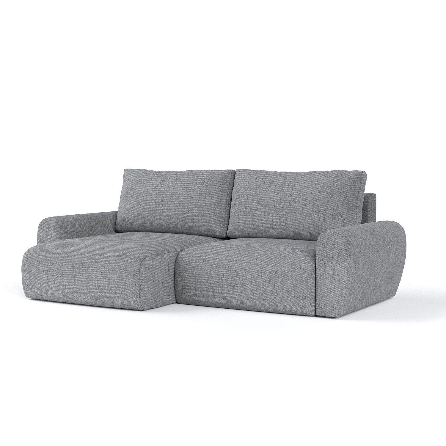 ECKSOFA OMARI mit Schlaffunktion Grau im Neve Stoff - Schwarz/Grau, Holz/Holzwerkstoff (253/153cm) - AltaBeds