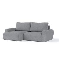 ECKSOFA OMARI mit Schlaffunktion Grau im Neve Stoff - Schwarz/Grau, Holz/Holzwerkstoff (253/153cm) - AltaBeds