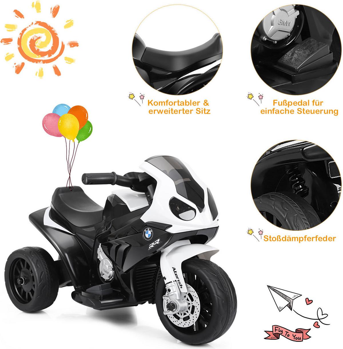 KINDERMOTORRAD BMW 6V Schwarz - Schwarz, Kunststoff (66/44/37cm) - COSTWAY
