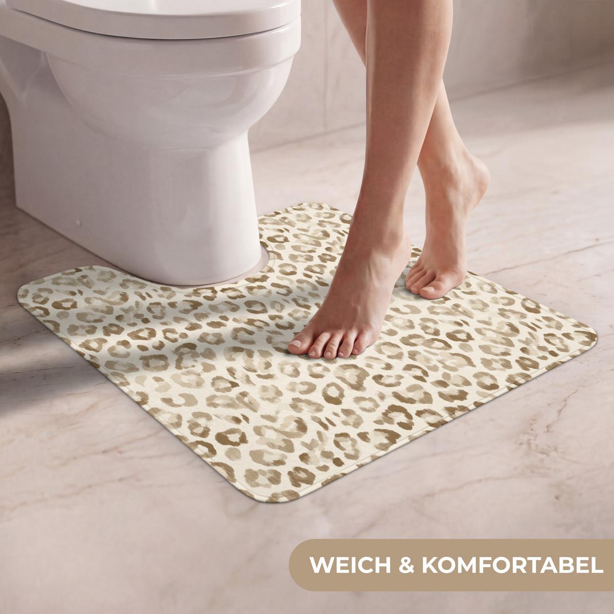 WC-VORLEGER Leopard - Klassisch - Beige Toilettenvorleger 55x60 cm - Hellbraun, Textil (55/1cm) - OnlyWow