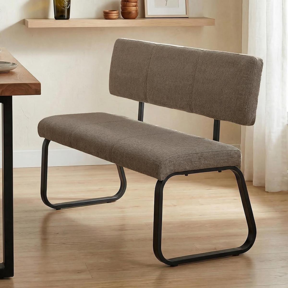 ESSZIMMERBANK VILAS hellbraun - Hellbraun, Textil/Metall (135/87/56cm) - IDIMEX