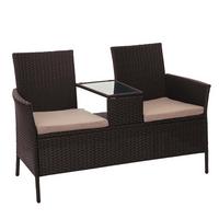 POLY-RATTAN SITZBANK Braun, Beige - Beige/Braun, Kunststoff (132/84/55cm) - MCW