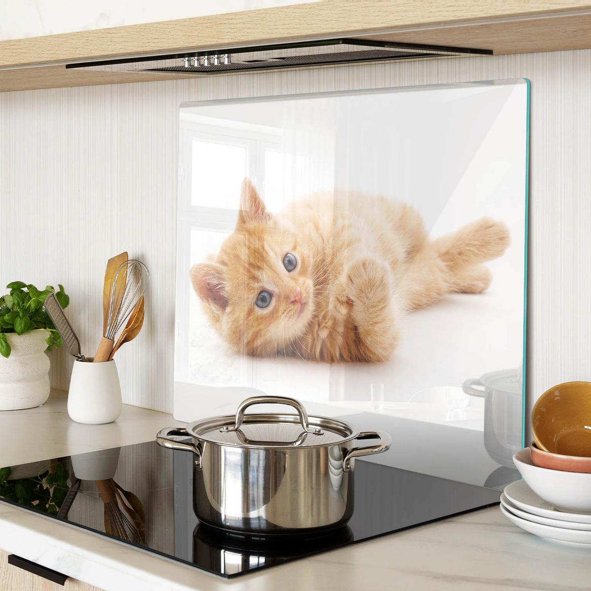 GLASPLATTE 60x52 cm Rote Katze - Bernsteinfarben, Glas (60/52cm) - TULUP