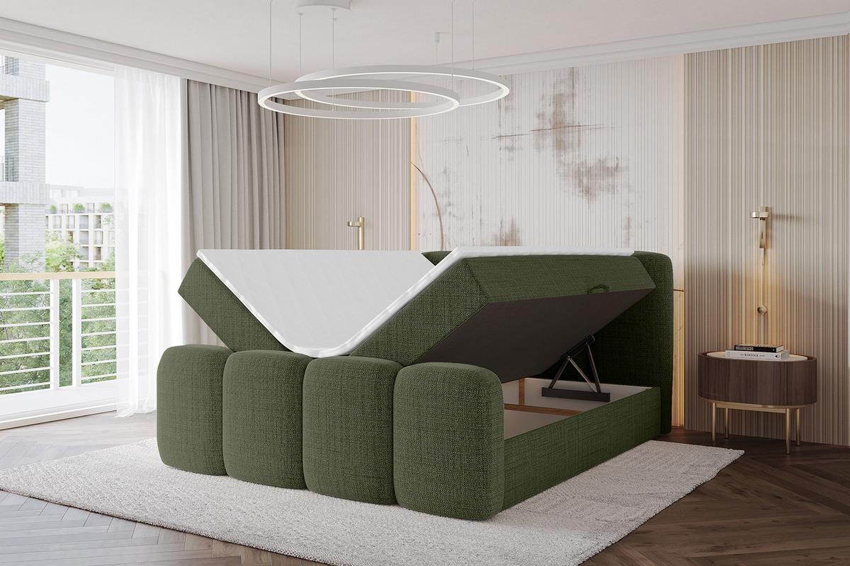 BOXBETT mit Matratze H4 und Lattenrost - NINA-Z - 180x200 cm Aragon - Grün - Grün, Holzwerkstoff (180/200cm) - ALTDECOR