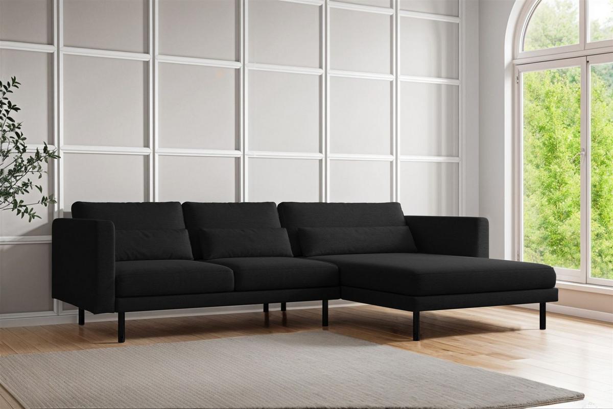 ECKSOFA Agada In Verita - Schwarz, Holzwerkstoff/Textil (281/174cm) - Fun Möbel