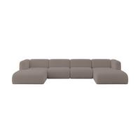 WOHNLANDSCHAFT MIRA-U2 408x179x70 Braun Bouclé - Dunkelbraun/Schwarz, Holzwerkstoff/Kunststoff (408/70/179cm) - ALTDECOR
