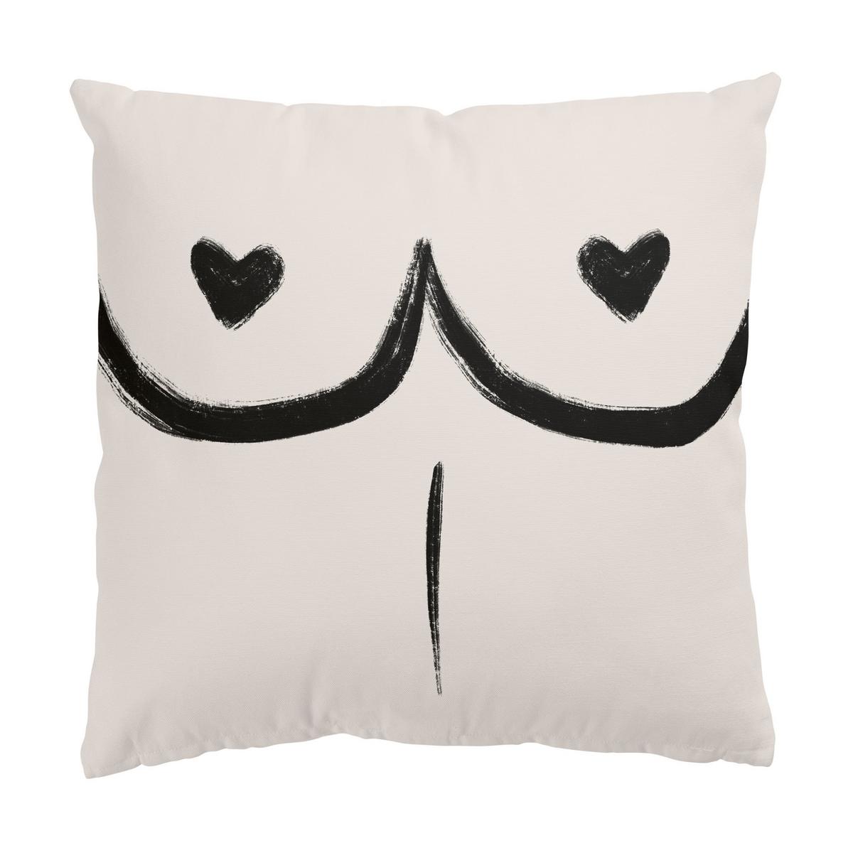 DEKOKISSEN 2er-Set Alina Buffiere Illustration - Ich seh dich Brüste Duo 50/50 cm - Beige, Textil (50/50cm) - Bilderwelten