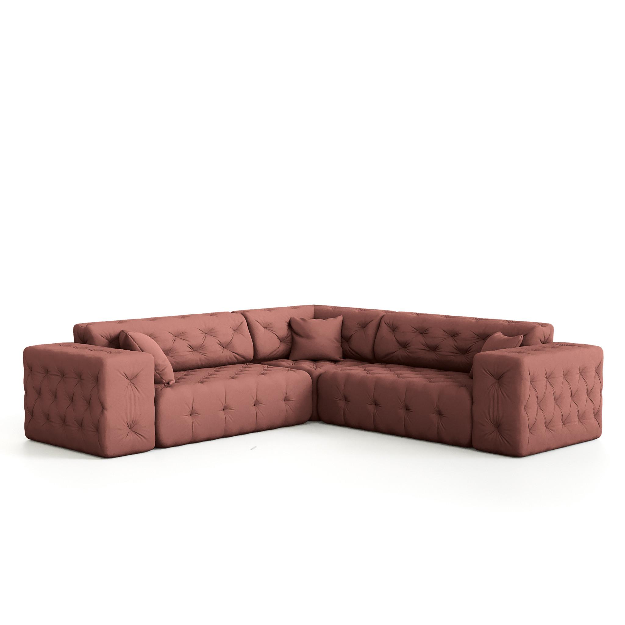 ECKSOFA Chantal - Rosa, Holzwerkstoff/Textil (246/246cm) - Fun Möbel