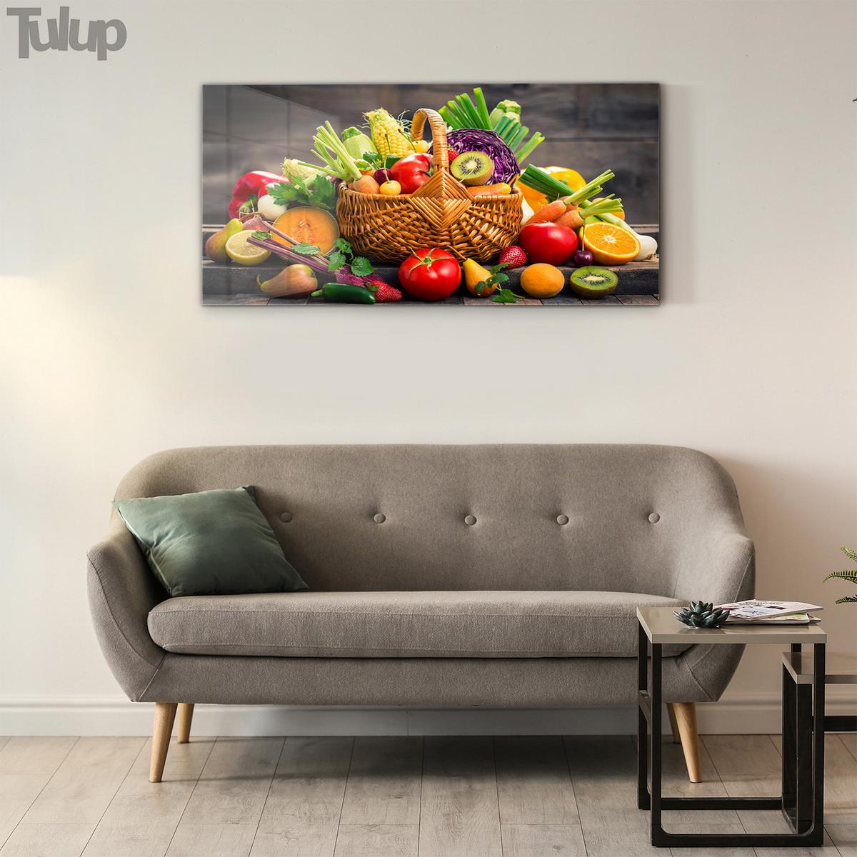 GLASBILD 120x60 cm Obstkorb - Multicolor, Glas (120/60cm) - TULUP