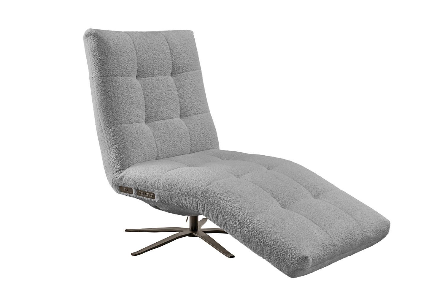 RELAXLIEGE LETICIA Grau Flachgewebe Relaxfunktion, Drehbar (360°) - Schwarz/Grau, Textil/Metall (82/115/156cm) - KAWOLA