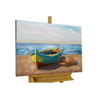 METALLBILD Blau 90/60 cm - Blau/Beige, Metall (3.37/60cm) - KUNSTLOFT