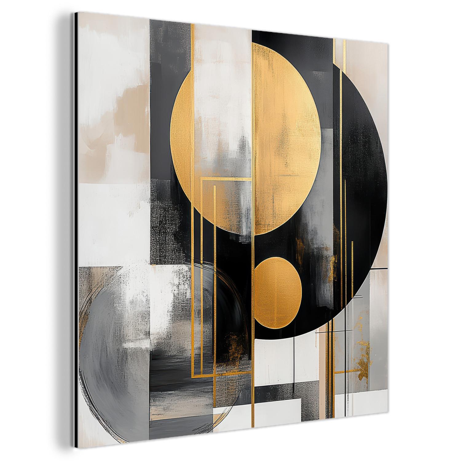 METALLBILD Abstrakt - Gold - Silber - Formen - Ästhetisch - Modern 90x90 cm - Goldfarben, Metall (90/90cm) - MuchoWow