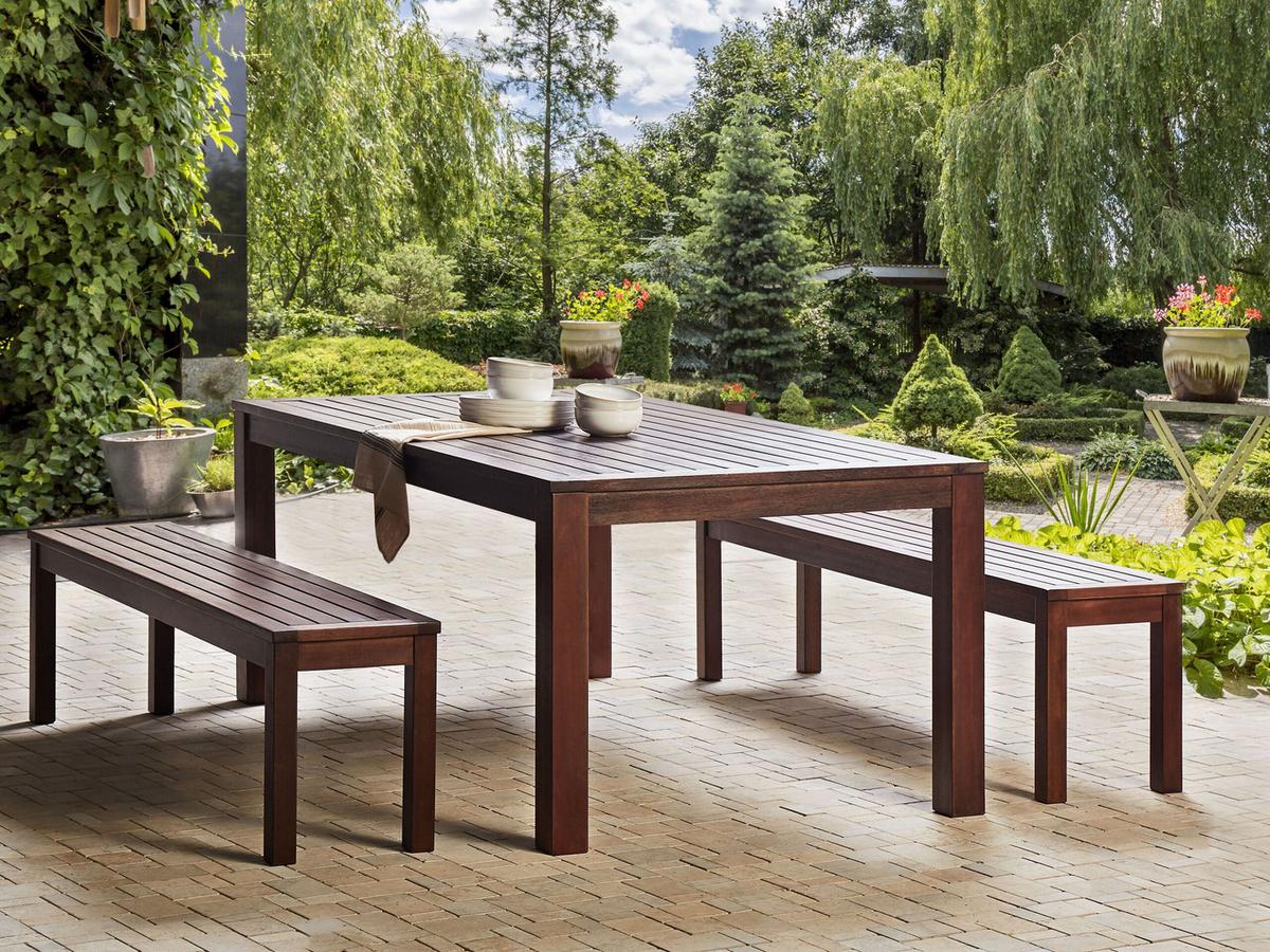 GARTENBANK Eukalyptusholz dunkelbraun 160 cm Tuscania - Dunkelbraun, Holz (160/45/35cm) - Beliani