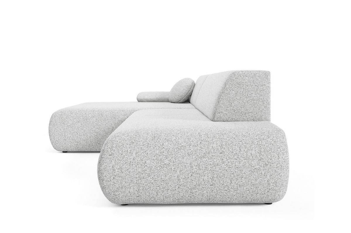 ECKSOFA DELTA L-S Hellgrau Geflochtener Stoff mit Schlaffunktion - Hellgrau, Holz (286/173.5cm) - MASSENO