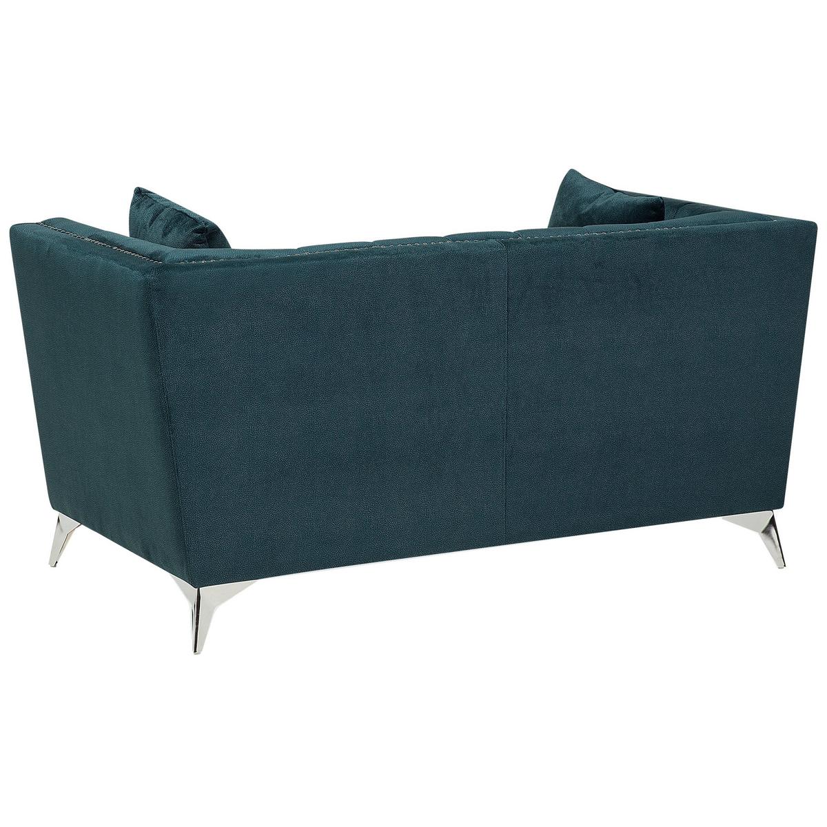 2-SITZER-SOFA Samtstoff Blau-Grün Gaula - Hellgrün, Textil (160/77/80cm) - Beliani