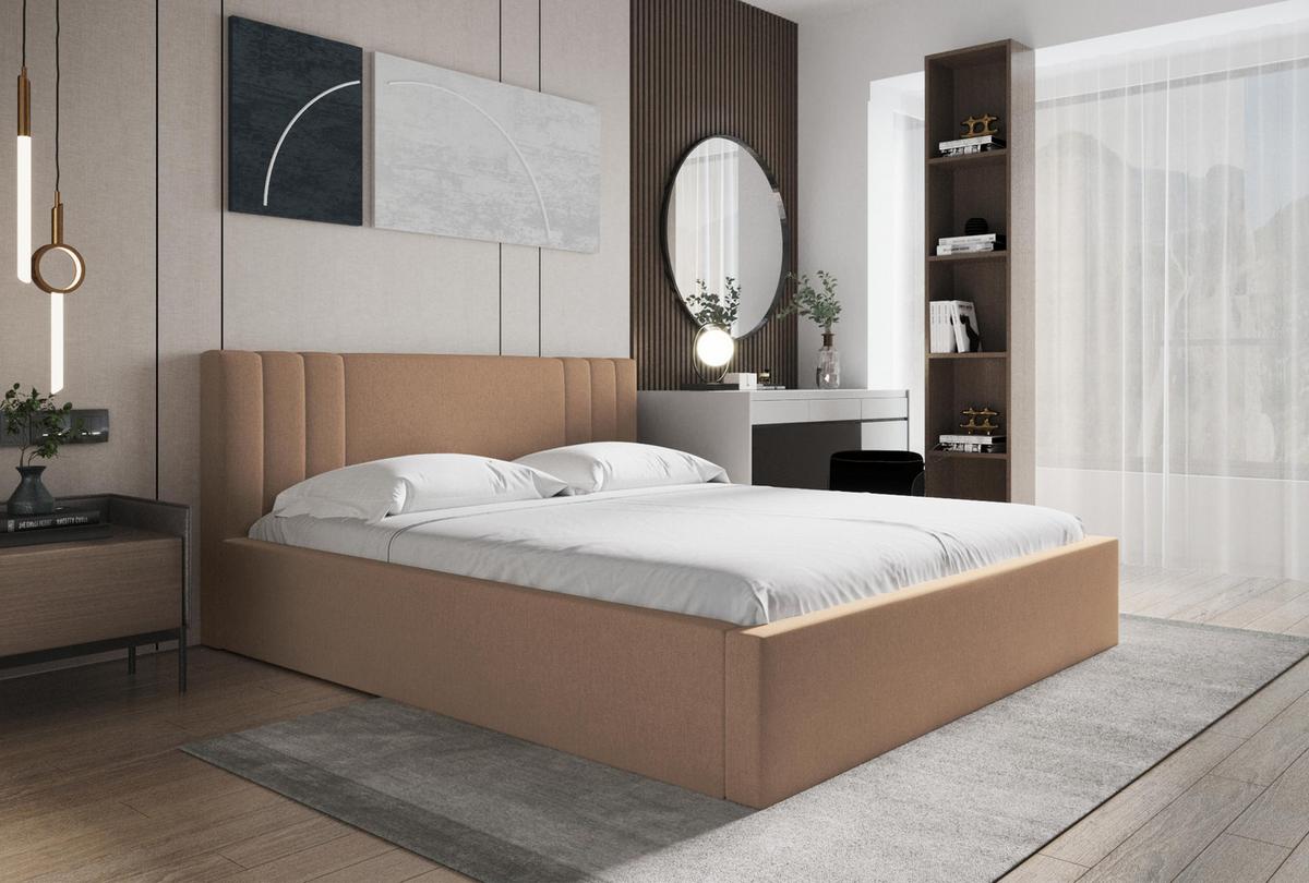 POLSTERBETT Flino 180/200 cm in Beige – mit Bettkasten und viel Komfort - Beige/Schwarz, Holz/Holzwerkstoff (180/200cm) - AX Living