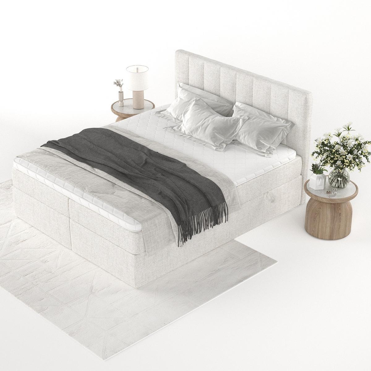 BOXBETT Bari 140/200 cm Creme im Neve Stoff - Creme, Holz/Holzwerkstoff (140/200cm) - AltaBeds