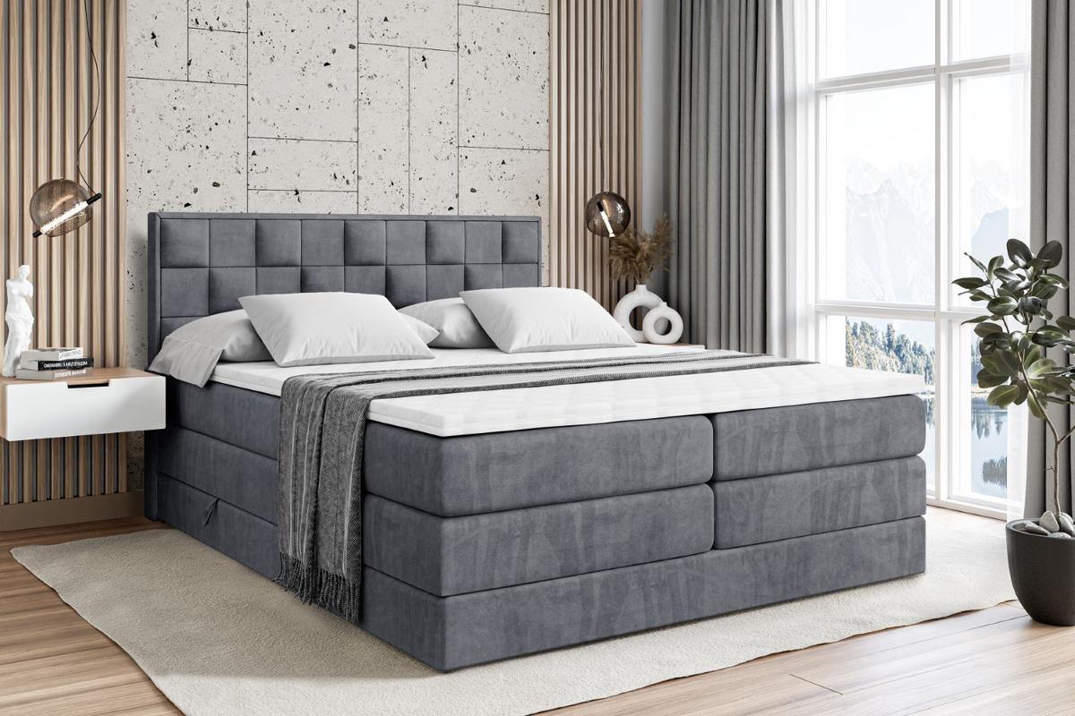 BOXSPRINGBETT ZAFIRA-BZ KING - 180 x 200 - H3/H4 - Dunkelgrau - Dunkelgrau, Holzwerkstoff (180/200cm) - ALTDECOR