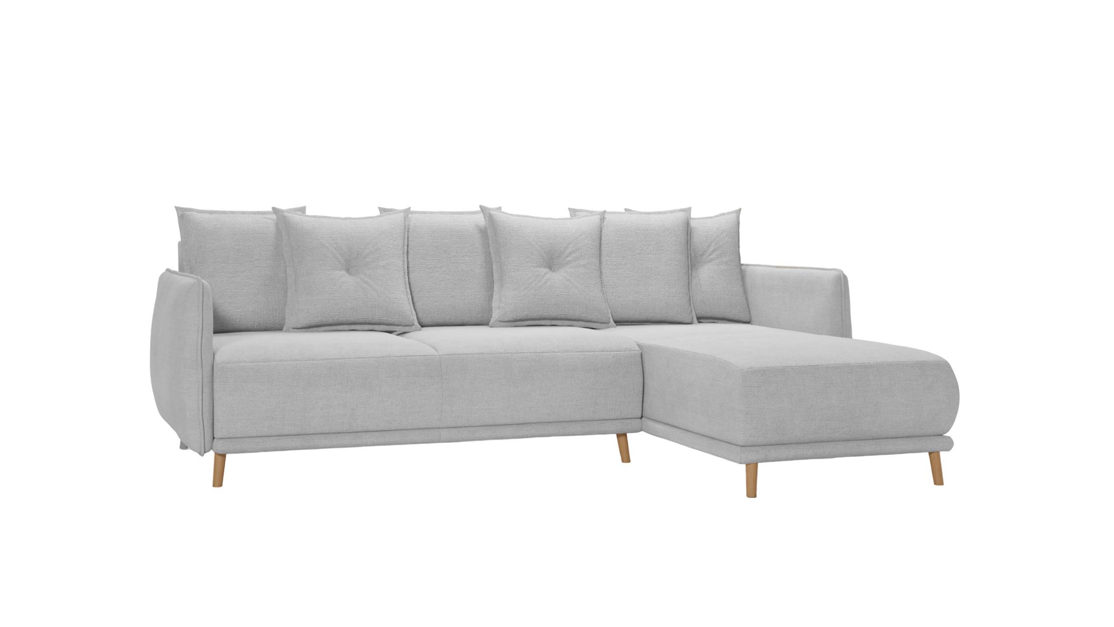ECKSOFA Chroma Silber Luxusmicrofaser - Silberfarben/Braun, Holz/Textil (238/170cm) - S-Style