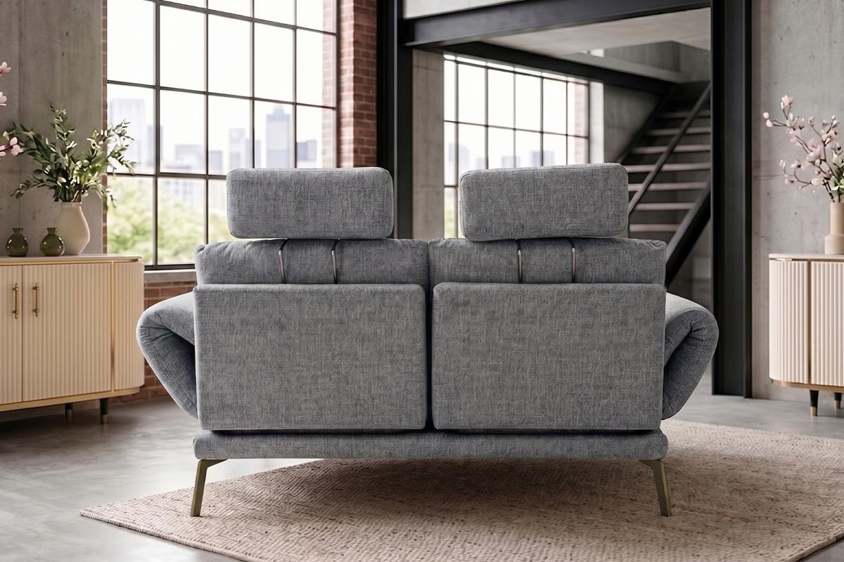 SOFA HOLLY Grau Flachgewebe - Braun/Grau, Textil/Metall (176/90/92cm) - KAWOLA