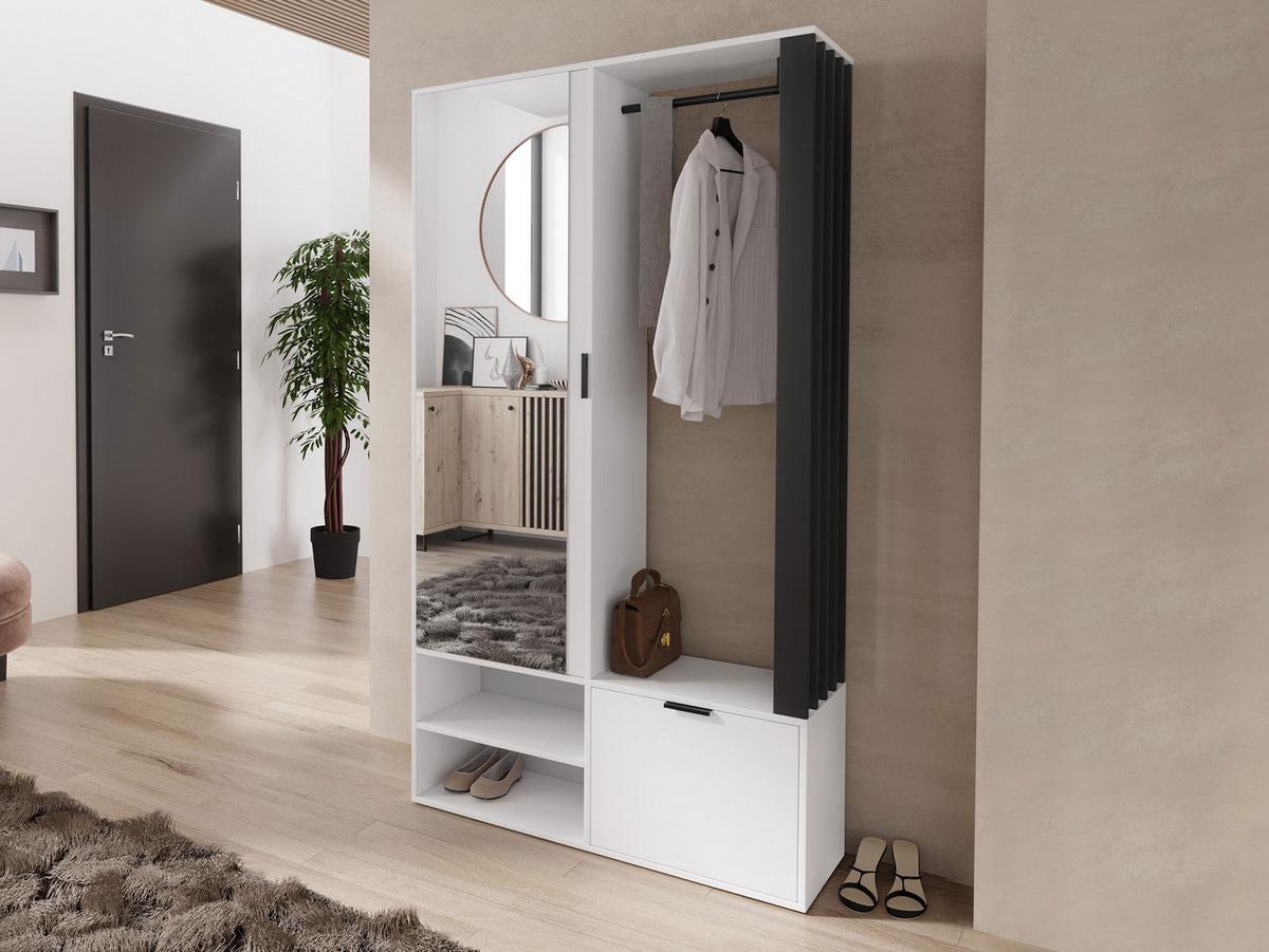 GARDEROBE Milo - Schwarz/Weiß, Holzwerkstoff/Kunststoff (100/190/33cm) - MIRJAN24