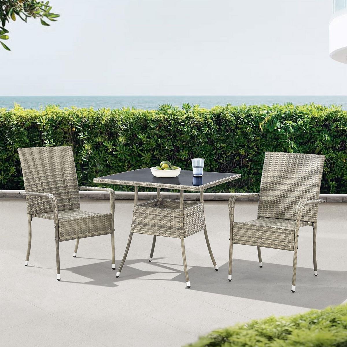 GARTENTISCH Yoro grau 80x80 cm - Grau, Kunststoff (80/80/73cm) - Juskys