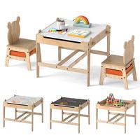 KINDERTISCH mit Stühlen natur(3-tlg) - Naturfarben, Holzwerkstoff (60/52/60cm) - COSTWAY