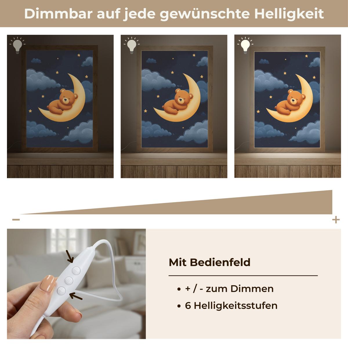 WANDLEUCHTE Teddybär - Mond - Wolken - Sterne 20x30 cm - Dunkelblau, Holzwerkstoff (20/30/8cm) - OnlyWow