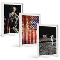 BILDER SET 3er Set - 40x60 cm Weißer Rahmen - Amerikanische Symbole, USA-Flagge - Weiß, Kunststoff (40/60cm) - TULUP
