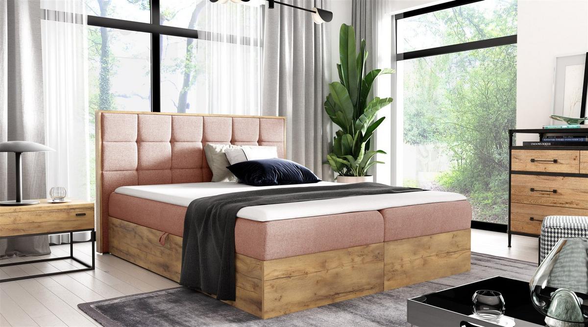 BOXBETT Kalypso überlänge Faro - Rosa, Holzwerkstoff/Textil (160/220cm) - Fun Möbel