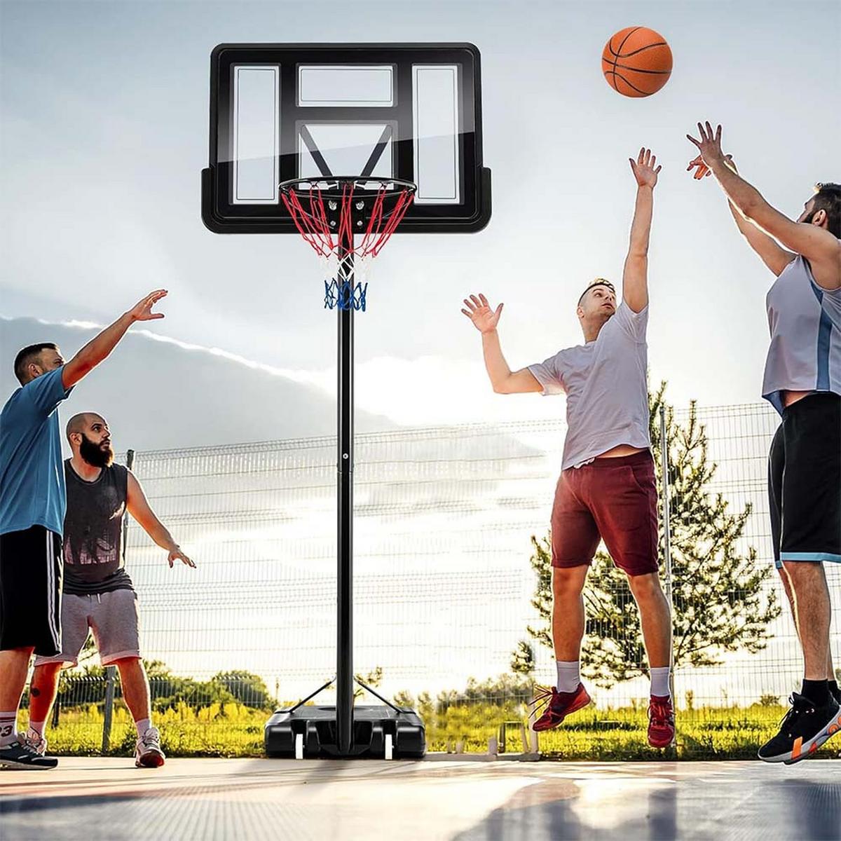TRAGBARER BASKETBALLKORB Schwarz - Schwarz, Metall (88/58cm) - COSTWAY