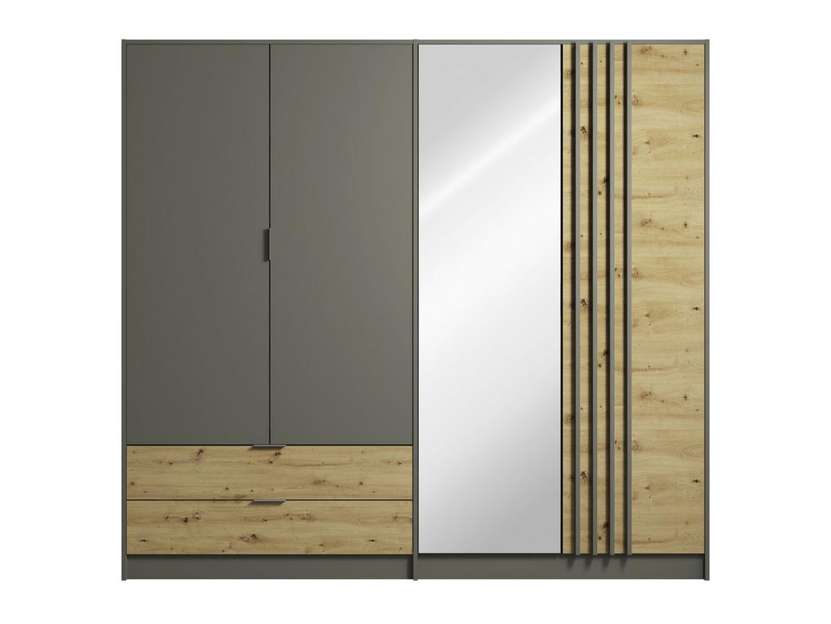 KLEIDERSCHRANK Graphit, Eiche Artisan 220/203/55 - Eiche Artisan, Holzwerkstoff (220/203/55cm) - RAUMHIRSCH FURNITURE