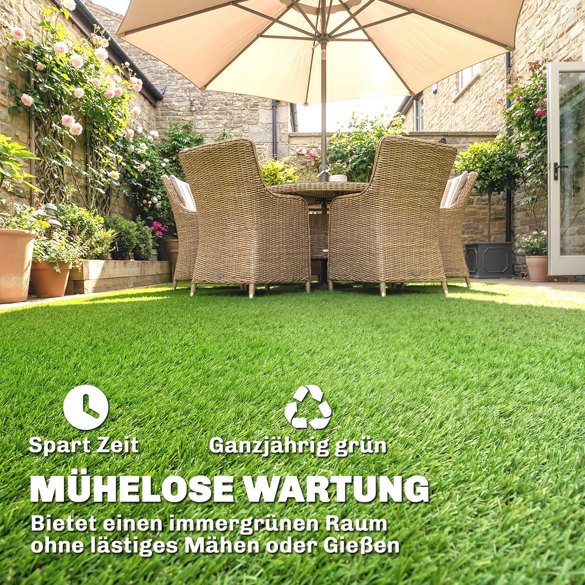 ROLLRASEN PP-BSF-Styrol-Butadien-Latex Grün - Grün, Kunststoff (400/100/2.5cm) - Outsunny