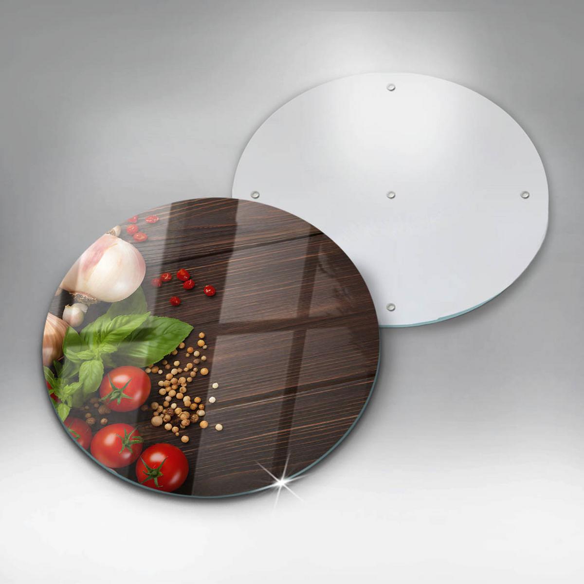GLASPLATTE Ø 40 cm Gemüse auf dem Tisch - Multicolor, Glas (40/40cm) - Wallfluent