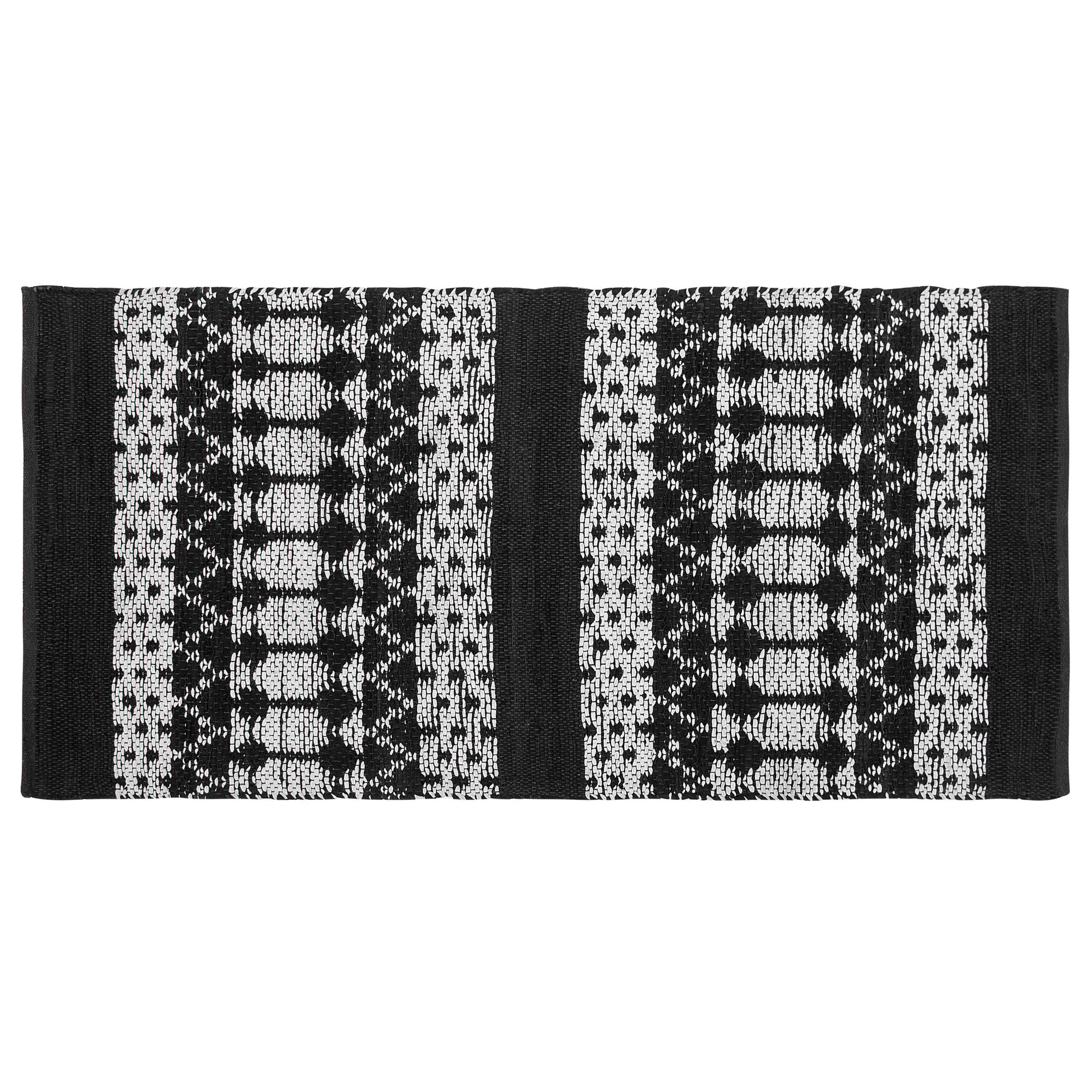 TEPPICH geflochten Sokun 150/80 cm - Schwarz, Fell (80/150cm) - Beliani