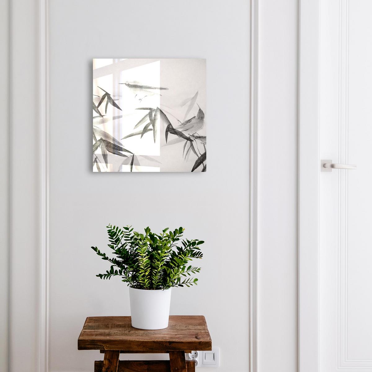 SCHLÜSSELBOX Schwarz 30x30 cm- Türöffnung nach rechts - Bambus Natur - Weiß, Metall (30/30/5cm) - TULUP