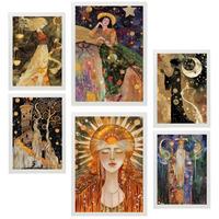 POSTER Set Mit 6 Tarocchi Arcani Cartomanzia A3 & A4 Weißer Rahmen - Weiß, Papier (29/3cm) - Nacnic