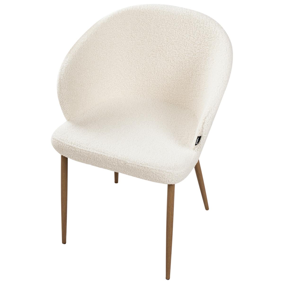 ESSZIMMERSTUHL 2er-Set Cremeweiß Mason - Weiß/Braun, Textil (57/82/45cm) - Beliani