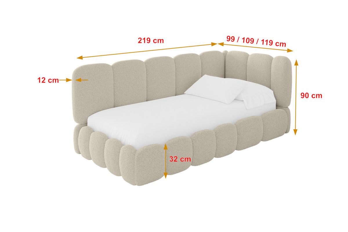 EINZELLBETT Jugendbett mit Bettkasten, Links - AVRY 80x200 Dunkelbeige - Cappuccino, Holzwerkstoff/Textil (80/200cm) - ALTDECOR