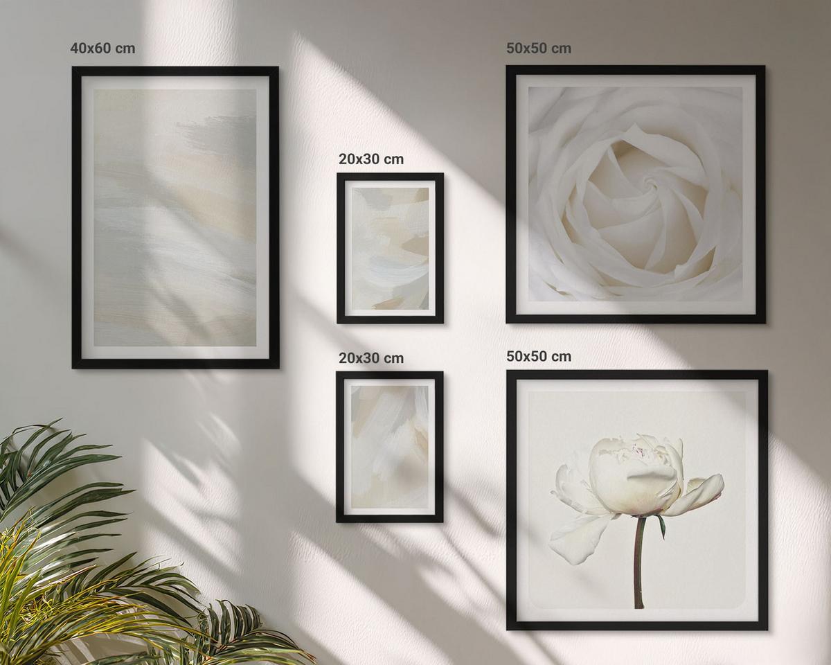 BILDER SET 5er Set - 50x50 cm & 20x30 cm & 40x60 cm Schwarzer Rahmen - Abstrakter Hintergrund mit feinen Strichen - Schwarz, Kunststoff (40/60cm) - TULUP