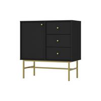 KOMMODE TORINO 84/86/41 cm mit 3 Schubladen 1 Türen Graphitfarben - Goldfarben/Graphitfarben, Holzwerkstoff (84/86/41cm) - MASSENO