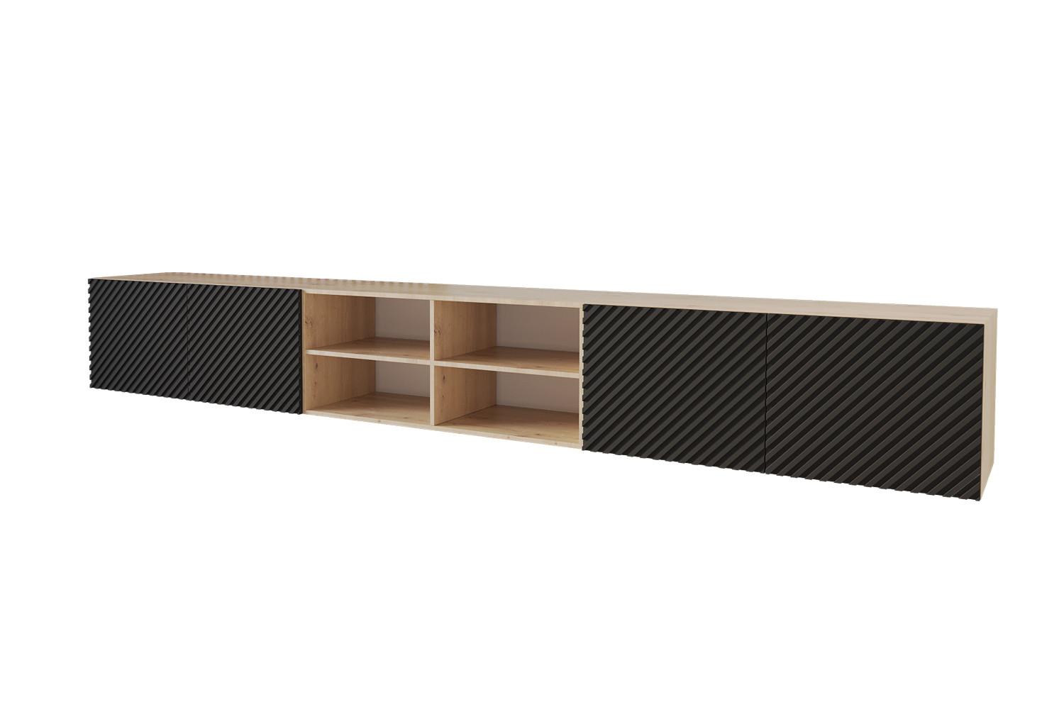 LOWBOARD ZENO-W 3x100x40x40 cm - Artisan / Schwarz - Schwarz, Holzwerkstoff (300/40/40cm) - ALTDECOR